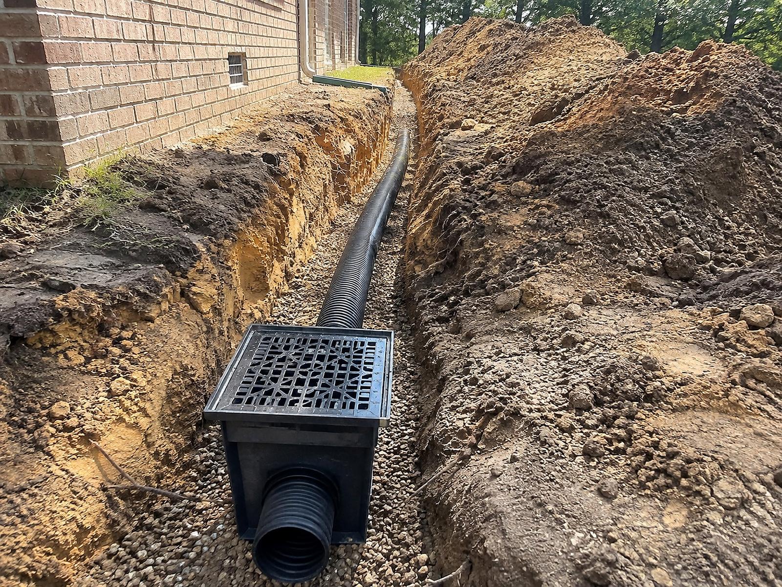 Storm water drainage pipe and catch basin installation by JW Contracting